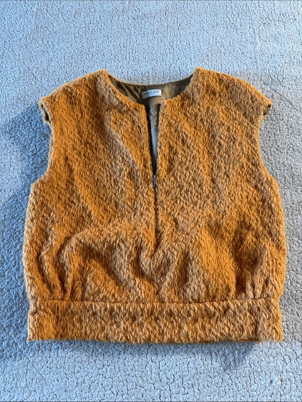 Dries Van Noten Textured Alpaca Blend Sleeveless Top/Vest in Burnt Orange 38